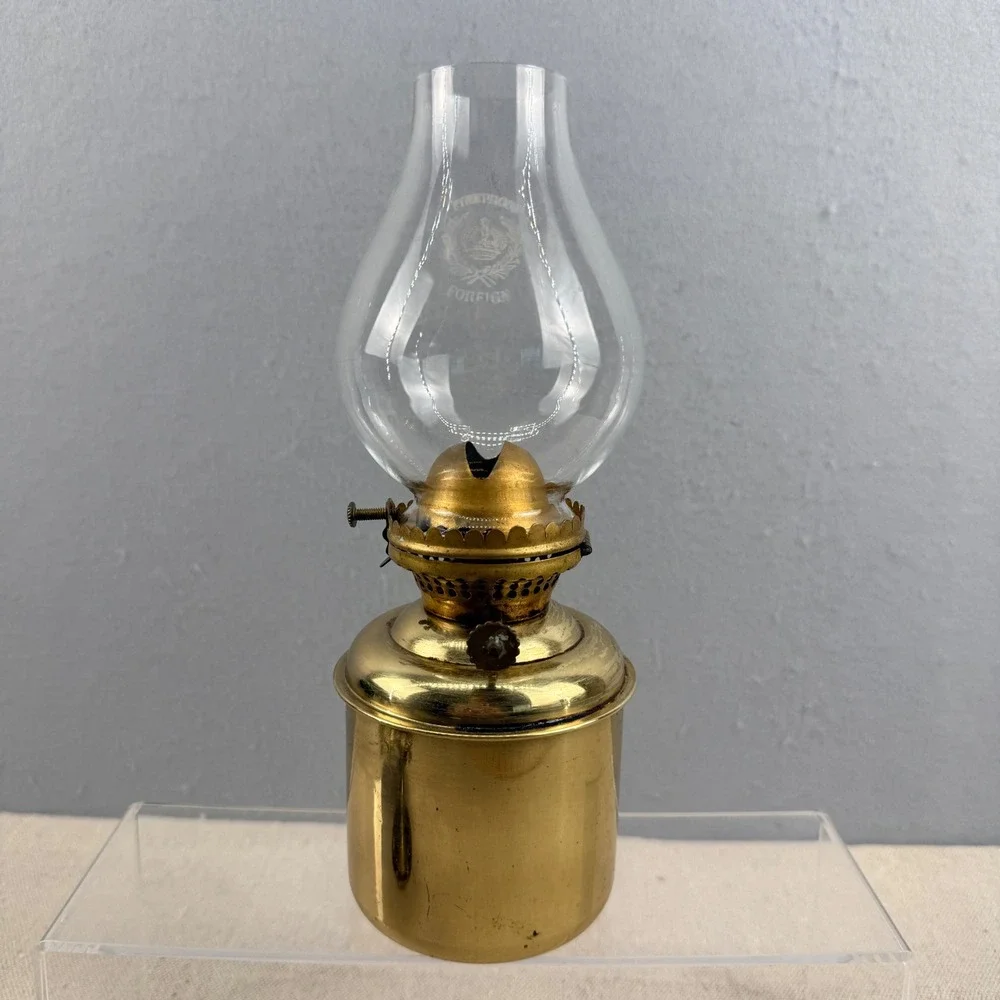 Vintage DHR Den Haan Rotterdam Brass Gimbaled Nautical Oil Lamp Made in Holland
